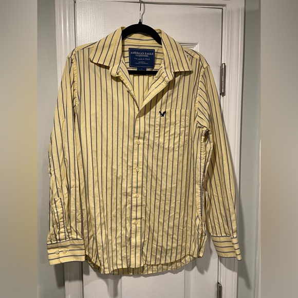 Yellow Striped Button Down Shirt ASO Chuck Bass Gossip Girl - Picture 1 of 9